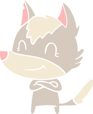 Bir insan tarafından çizilmiş düz renkli çizgi film kurdu.