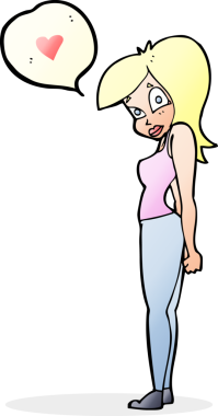 Bir insan tarafından çizilmiş aşık bir karikatür kadını.