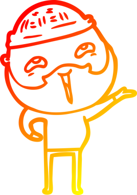 Bir insan tarafından çizilmiş mutlu sakallı bir adamın çizgi çizimi.