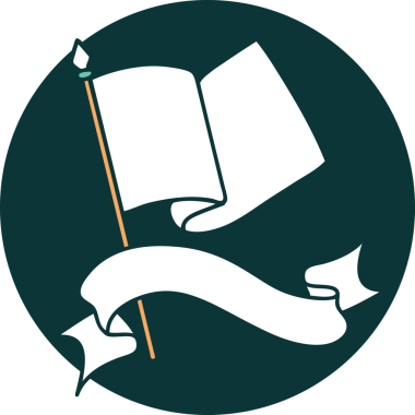 bir insan tarafından çizilmiş bir bayrağın pankartıyla dövme biçimi simgesi