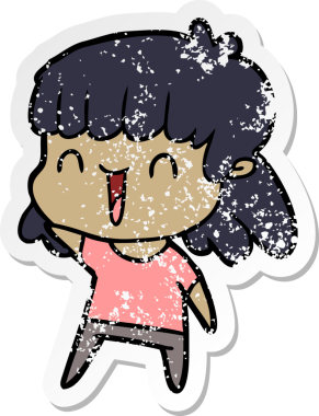 Bir insan tarafından çizilmiş mutlu bir kızın sıkıntılı çıkartması.