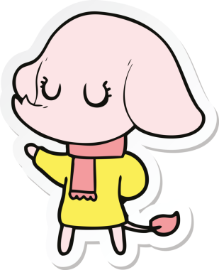 Bir insan tarafından çizilmiş şirin bir fil çıkartması.