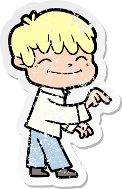 Bir insan tarafından çizilmiş mutlu bir çocuğun sıkıntılı çıkartması.