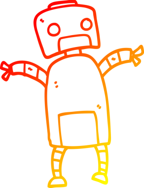 Bir insan tarafından çizilen çizgi film robotunun sıcak çizgi çizimi