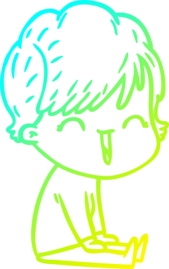 Bir insan tarafından çizilmiş gülen bir karikatür çizimi.