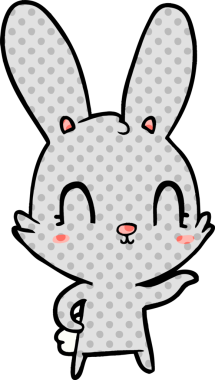 Bir insan tarafından çizilmiş şirin çizgi film tavşanı.