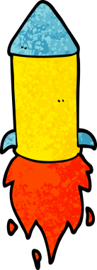 bir insan tarafından çizilmiş çizgi film roketi