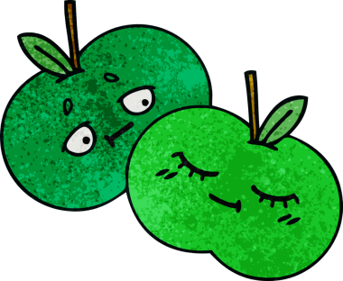 Bir insan tarafından çizilmiş elmaların retro grunge deseni