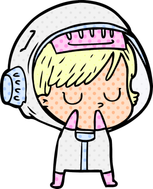 Bir insan tarafından çizilmiş astronot kadın.