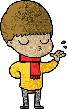 Bir insan tarafından çizilmiş sakin çocuk çizgi filmi.