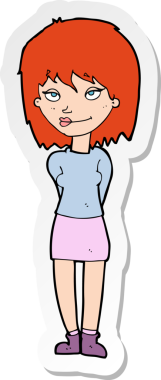 Bir insan tarafından çizilmiş mutlu bir kadının çıkartması.