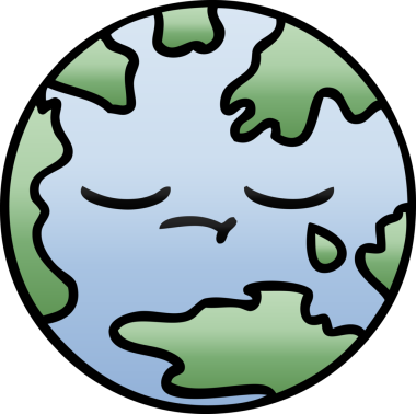 Bir insan tarafından çizilmiş bir gezegenin gölgelenmiş karikatürü.