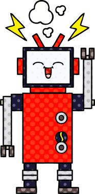 bir insan tarafından çizilmiş bir robotun çizgi roman tarzı