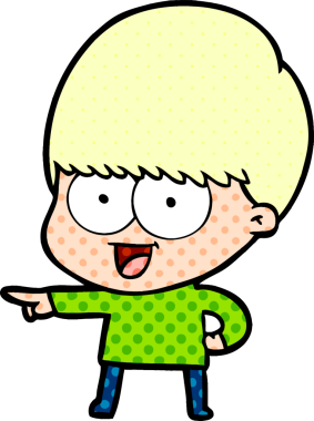 Bir insan tarafından çizilmiş mutlu çizgi film çocuğu.