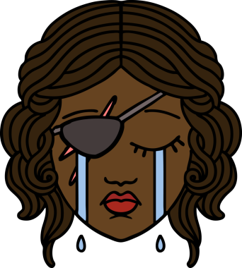 Retro Dövme Tarzı Ağlayan İnsan Haydut Karakteri