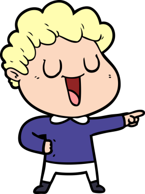 Bir insan tarafından çizilmiş gülen çizgi film adamı.