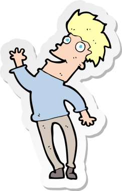 Bir insan tarafından çizilmiş mutlu bir adamın çıkartması.