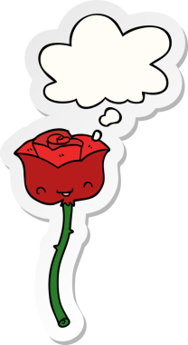 Düşünce baloncuklu çizgi film bir insan tarafından çizilmiş bir çıkartma gibi güldü.