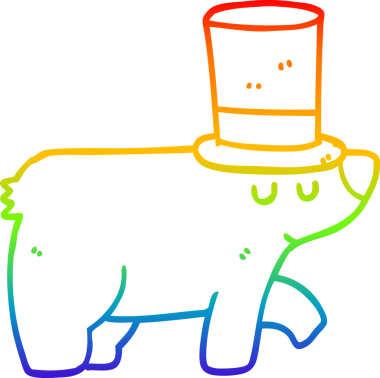 Bir insan tarafından çizilmiş silindir şapkalı bir ayının çizgi çizimi.