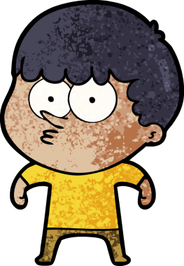 Bir insan tarafından çizilmiş meraklı bir çocuk.