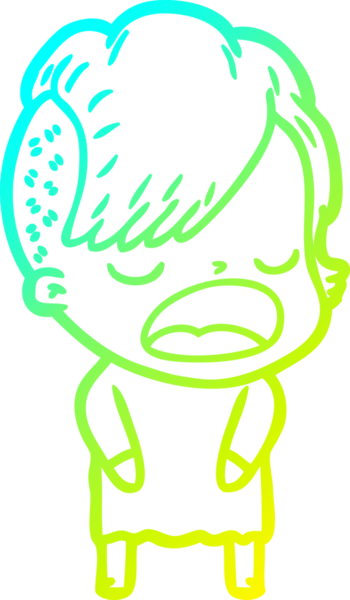 Bir insan tarafından çizilmiş havalı bir hippi kızın soğuk gradyan çizimi.