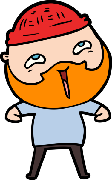 Bir insan tarafından çizilmiş mutlu sakallı bir adam.