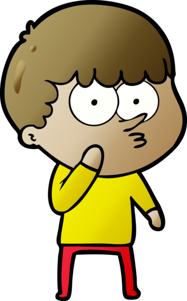 Bir insan tarafından çizilmiş meraklı bir çocuk.