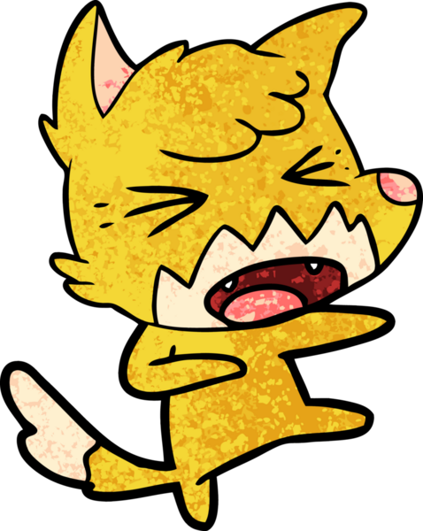 Bir insan tarafından çizilen kızgın çizgi film tilkisi saldırıyor