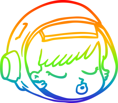 gökkuşağı gradyan çizgi çizimi bir insan tarafından çizilmiş astronot yüzü