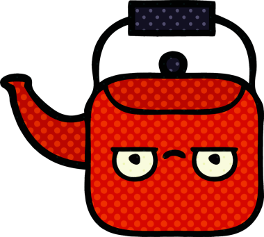 Bir insan tarafından çizilmiş bir çaydanlık çizgi filmi.