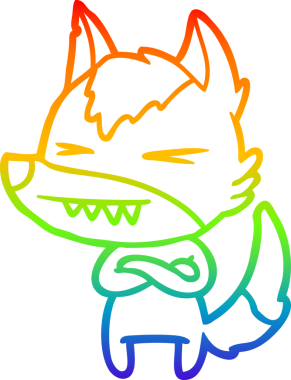 Bir insan tarafından çizilmiş kızgın bir kurt çizgi çizimi.