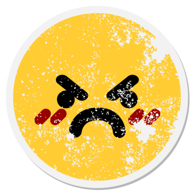 Bir insan tarafından çizilmiş sinirli, kaba, dairesel bir etiket.