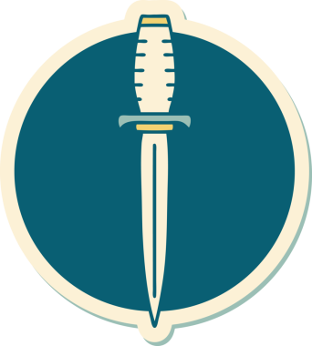 Bir insan tarafından çizilmiş geleneksel bir hançer stili dövme çıkartması.