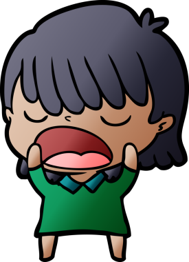 Çizgi filmdeki kadın bir insan tarafından yüksek sesle çizilmiş.