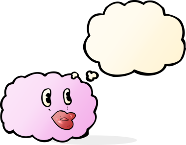 Bir insan tarafından çizilmiş düşünce baloncuklu çizgi film sembolü.