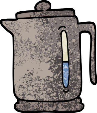 Bir insan tarafından çizilmiş grunge desenli çizgi film çaydanlığı.