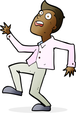 Bir insan tarafından çizilen panikleyen karikatür adamı.