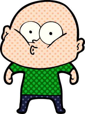 Bir insan tarafından çizilmiş kel bir adam.