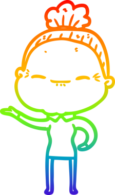 Gökkuşağı gradyan çizimi bir insan tarafından çizilmiş barışçıl yaşlı bir kadının çizimi