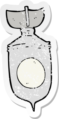 Bir insan tarafından çizilmiş bir karikatür bombasının gerilimli etiketi.