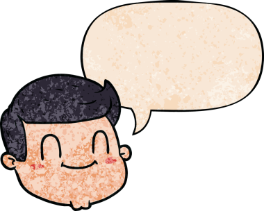 bir insan tarafından çizilmiş eski tarz konuşma baloncuğu olan çizgi film erkek yüzü