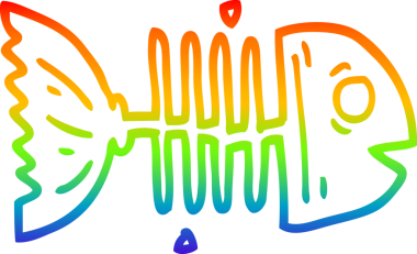 gökkuşağı gradyan çizgi çizimi bir insan tarafından çizilmiş balık kemikleri