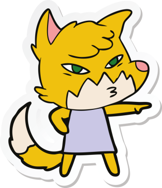 Bir insan tarafından çizilmiş akıllı bir tilkinin çıkartması.