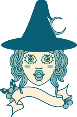 Retro Dövme Tarzı İnsan Cadı Yüzü Bir İnsan Tarzı Çizmiş