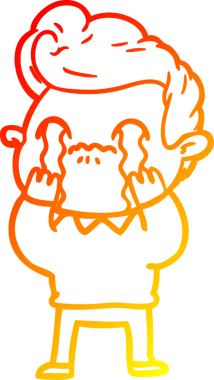 Bir insan tarafından çizilmiş ağlayan bir çizgi film karakteri çizimi.