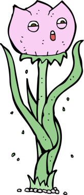 Bir insan tarafından çizilmiş karikatür çiçeği