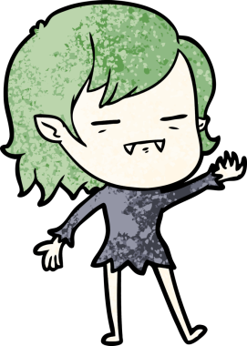 Bir insan tarafından çizilmiş ölümsüz vampir kız çizgi filmi.