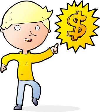 Bir insan tarafından çizilmiş para fikri olan çizgi film adamı.