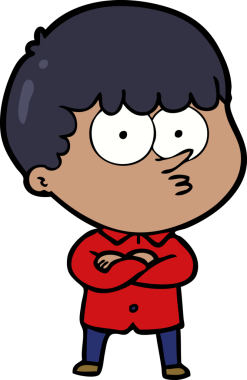 Bir insan tarafından çizilmiş meraklı bir çocuk.