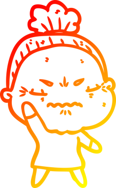 Bir insan tarafından çizilmiş, karikatür çizen yaşlı bir kadın.